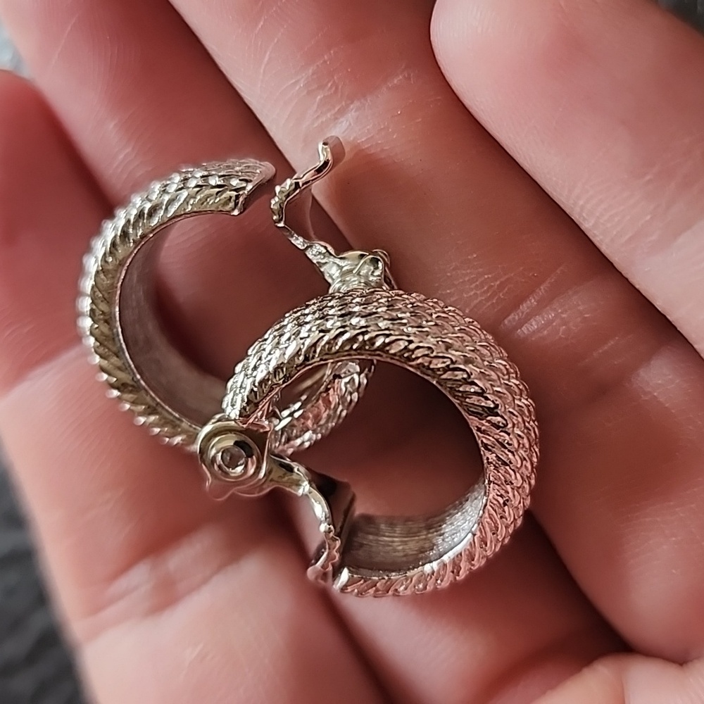 VTG Silver Hoop Monet Clip Earrings